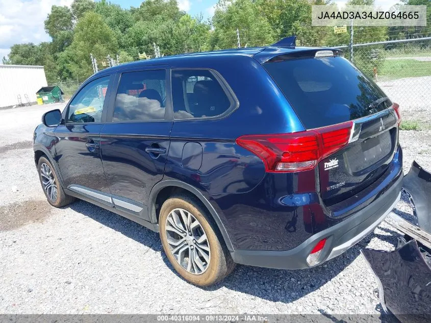 2018 Mitsubishi Outlander Se VIN: JA4AD3A34JZ064665 Lot: 40316094