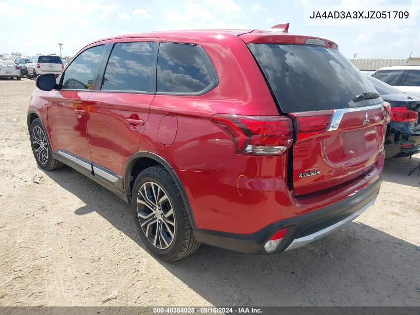 2018 Mitsubishi Outlander Se VIN: JA4AD3A3XJZ051709 Lot: 40354025