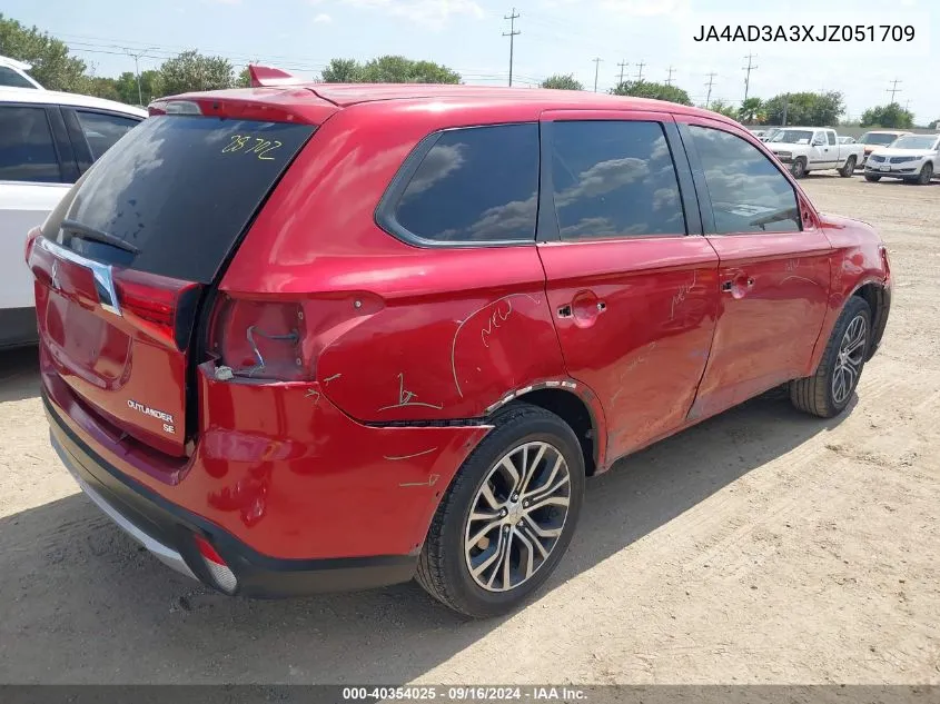 2018 Mitsubishi Outlander Se VIN: JA4AD3A3XJZ051709 Lot: 40354025