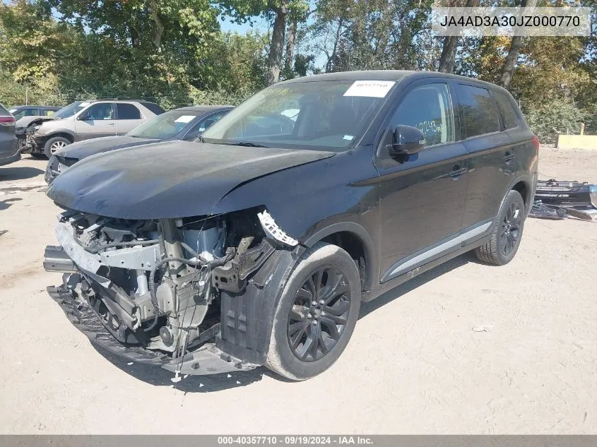 2018 Mitsubishi Outlander Se VIN: JA4AD3A30JZ000770 Lot: 40357710