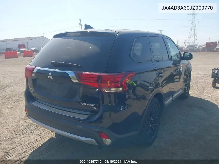 2018 Mitsubishi Outlander Se VIN: JA4AD3A30JZ000770 Lot: 40357710