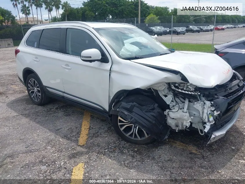 2018 Mitsubishi Outlander Sel VIN: JA4AD3A3XJZ004616 Lot: 40367864