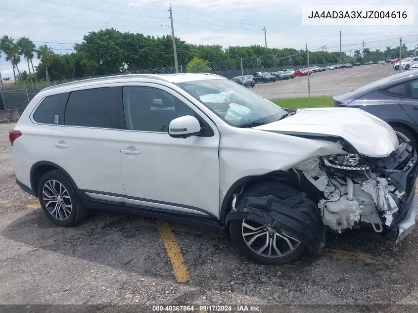 2018 Mitsubishi Outlander Sel VIN: JA4AD3A3XJZ004616 Lot: 40367864