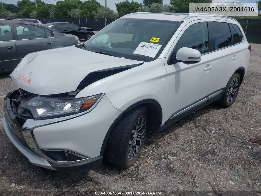 2018 Mitsubishi Outlander Sel VIN: JA4AD3A3XJZ004616 Lot: 40367864