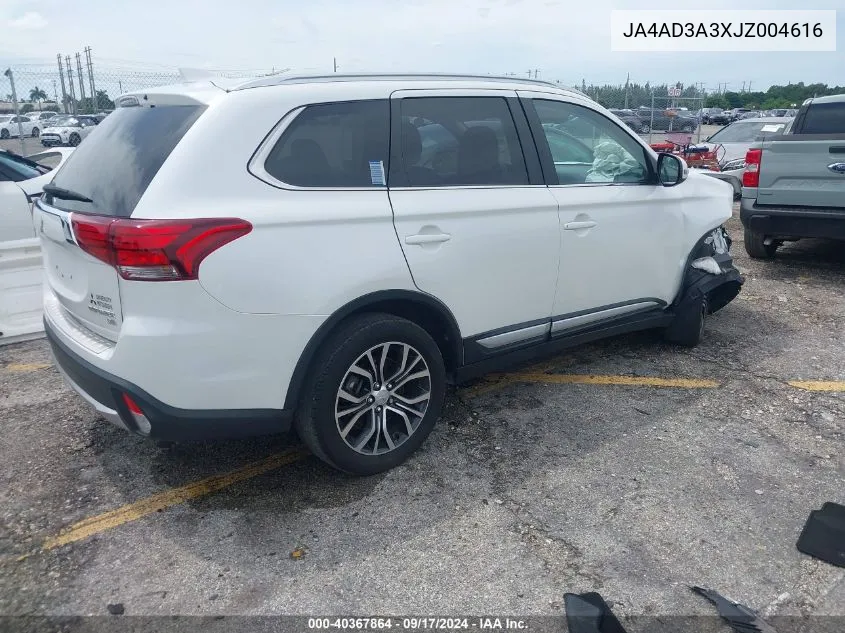 2018 Mitsubishi Outlander Sel VIN: JA4AD3A3XJZ004616 Lot: 40367864