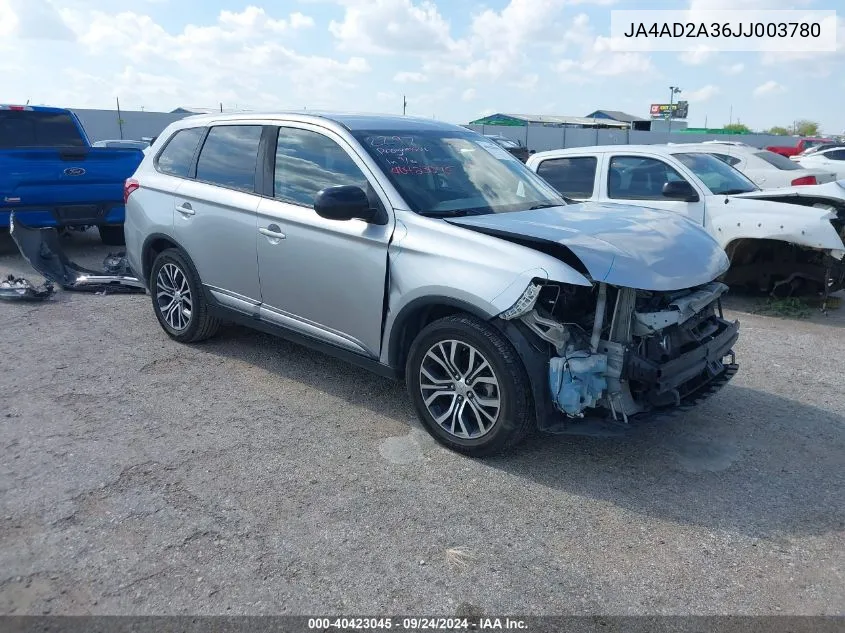 2018 Mitsubishi Outlander Es VIN: JA4AD2A36JJ003780 Lot: 40423045