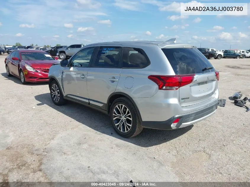 2018 Mitsubishi Outlander Es VIN: JA4AD2A36JJ003780 Lot: 40423045