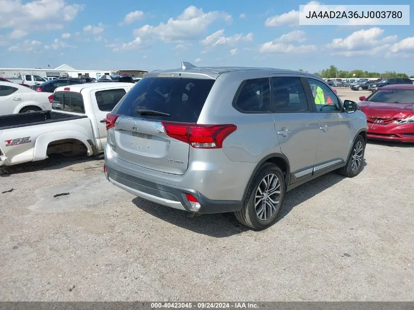 2018 Mitsubishi Outlander Es VIN: JA4AD2A36JJ003780 Lot: 40423045