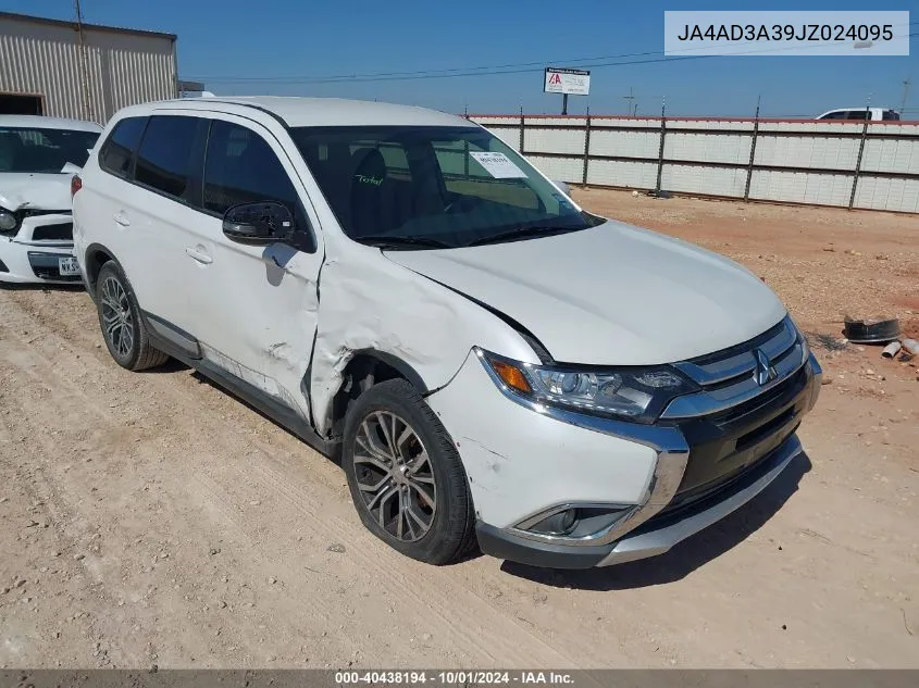 2018 Mitsubishi Outlander Se VIN: JA4AD3A39JZ024095 Lot: 40438194