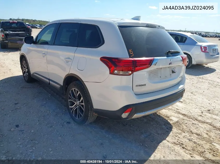 2018 Mitsubishi Outlander Se VIN: JA4AD3A39JZ024095 Lot: 40438194