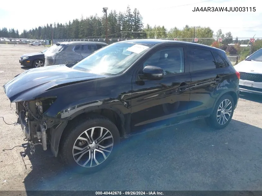 2018 Mitsubishi Outlander Sport Es/Se VIN: JA4AR3AW4JU003115 Lot: 40442675