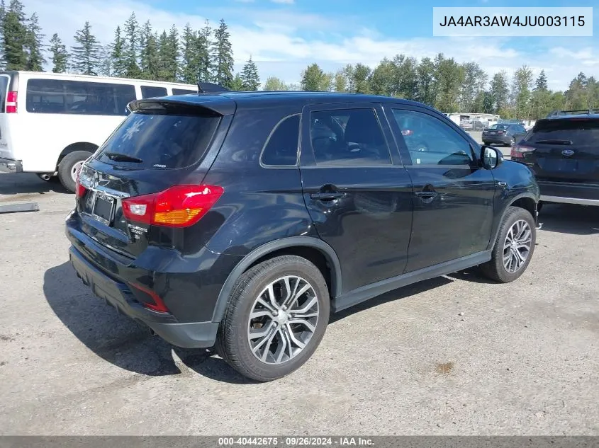 2018 Mitsubishi Outlander Sport Es/Se VIN: JA4AR3AW4JU003115 Lot: 40442675