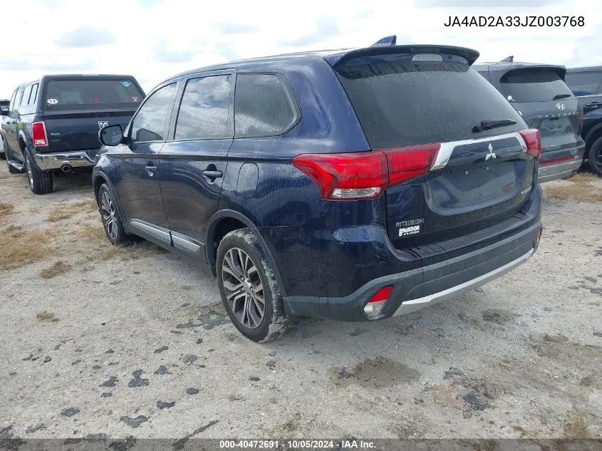 2018 Mitsubishi Outlander Es VIN: JA4AD2A33JZ003768 Lot: 40472691