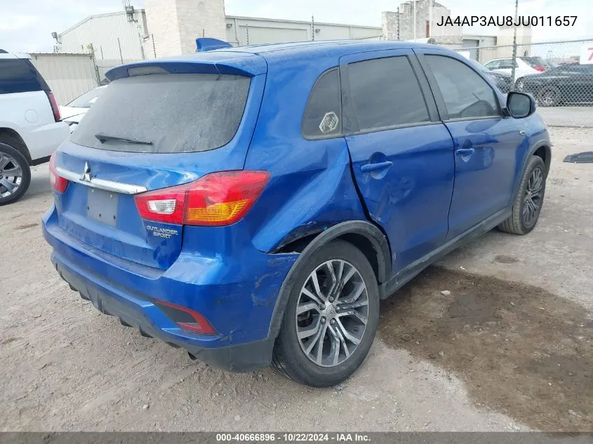 2018 Mitsubishi Outlander Sport 2.0 Es VIN: JA4AP3AU8JU011657 Lot: 40666896