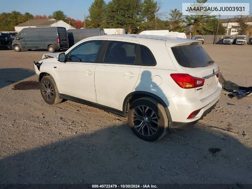 2018 Mitsubishi Outlander Sport 2.0 Es VIN: JA4AP3AU6JU003931 Lot: 40722479