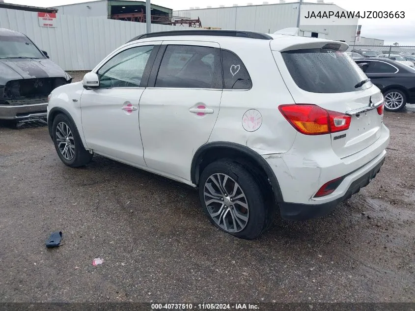 2018 Mitsubishi Outlander Sport 2.4 Sel VIN: JA4AP4AW4JZ003663 Lot: 40737510