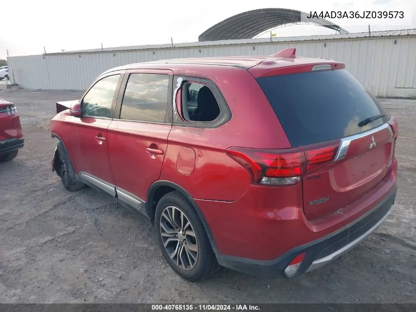 2018 Mitsubishi Outlander Se VIN: JA4AD3A36JZ039573 Lot: 40765135