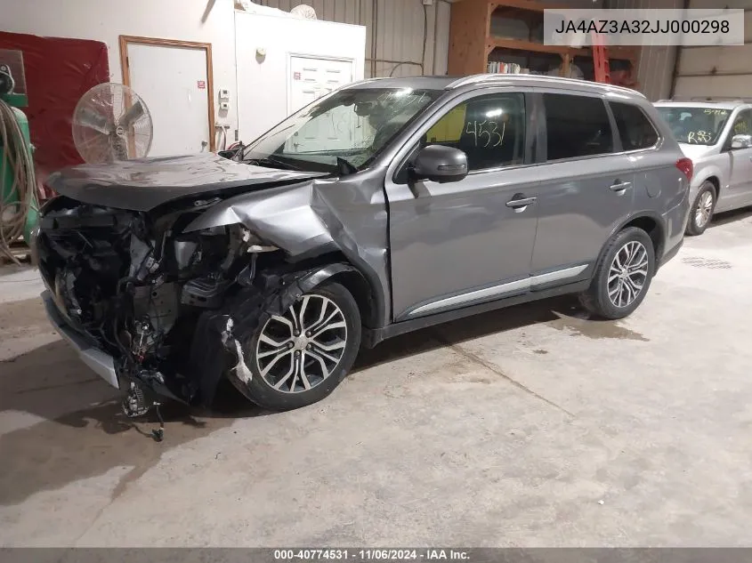 2018 Mitsubishi Outlander Sel VIN: JA4AZ3A32JJ000298 Lot: 40774531