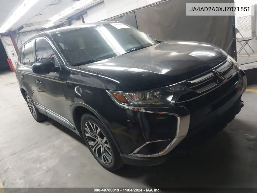 2018 Mitsubishi Outlander Es VIN: JA4AD2A3XJZ071551 Lot: 40780019