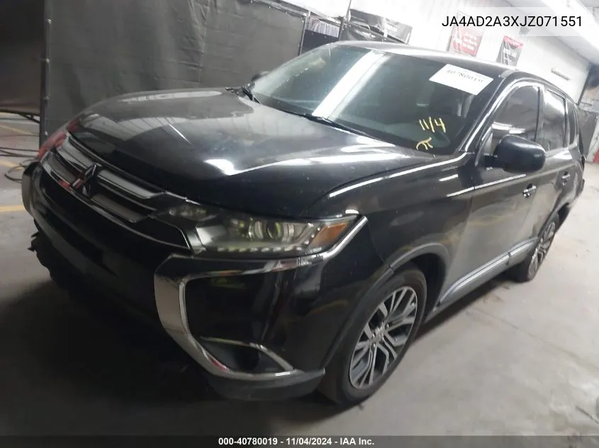 2018 Mitsubishi Outlander Es VIN: JA4AD2A3XJZ071551 Lot: 40780019