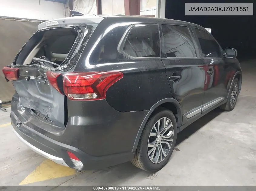 2018 Mitsubishi Outlander Es VIN: JA4AD2A3XJZ071551 Lot: 40780019