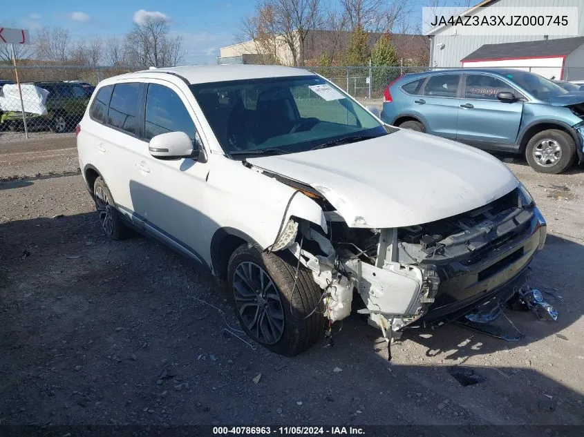 2018 Mitsubishi Outlander Se VIN: JA4AZ3A3XJZ000745 Lot: 40786963