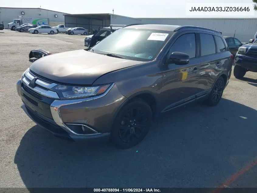 2018 Mitsubishi Outlander Le VIN: JA4AD3A33JZ036646 Lot: 40788094