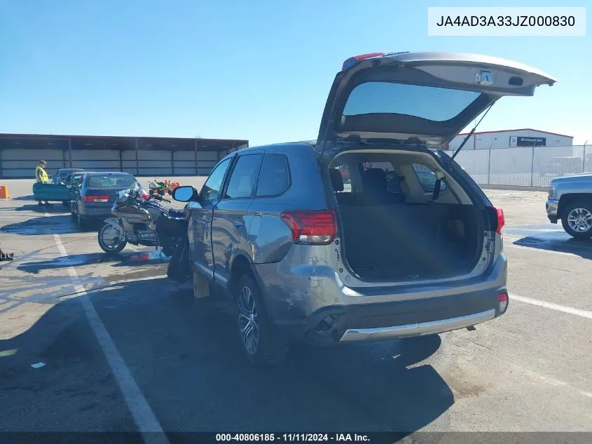 2018 Mitsubishi Outlander Se/Sel VIN: JA4AD3A33JZ000830 Lot: 40806185