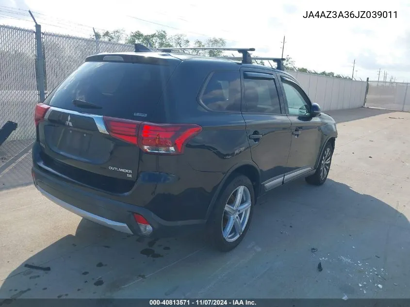 2018 Mitsubishi Outlander Se VIN: JA4AZ3A36JZ039011 Lot: 40813571