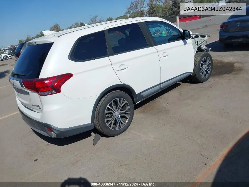 2018 Mitsubishi Outlander Se VIN: JA4AD3A34JZ042844 Lot: 40836947