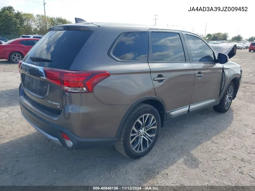 2018 Mitsubishi Outlander Se VIN: JA4AD3A39JZ009452 Lot: 40840156