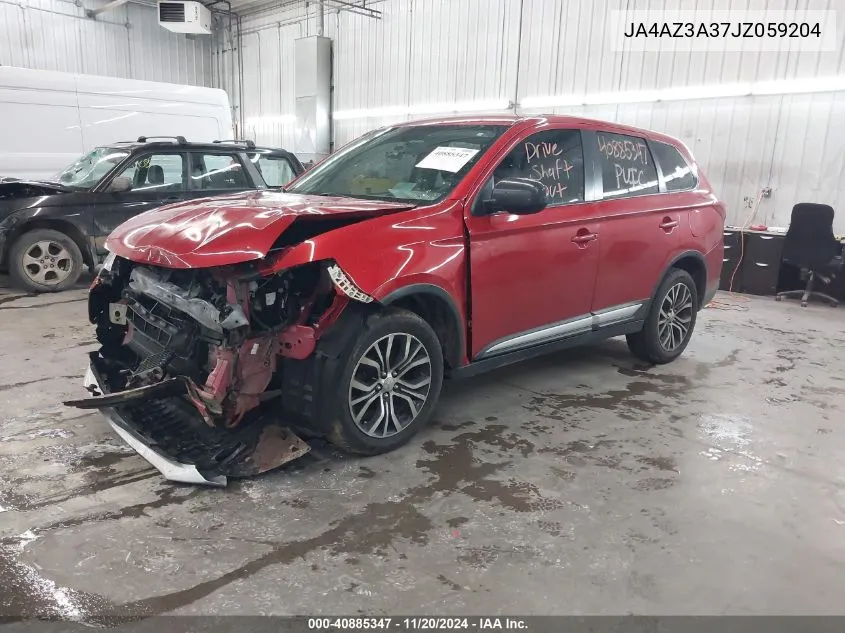 2018 Mitsubishi Outlander Es VIN: JA4AZ3A37JZ059204 Lot: 40885347