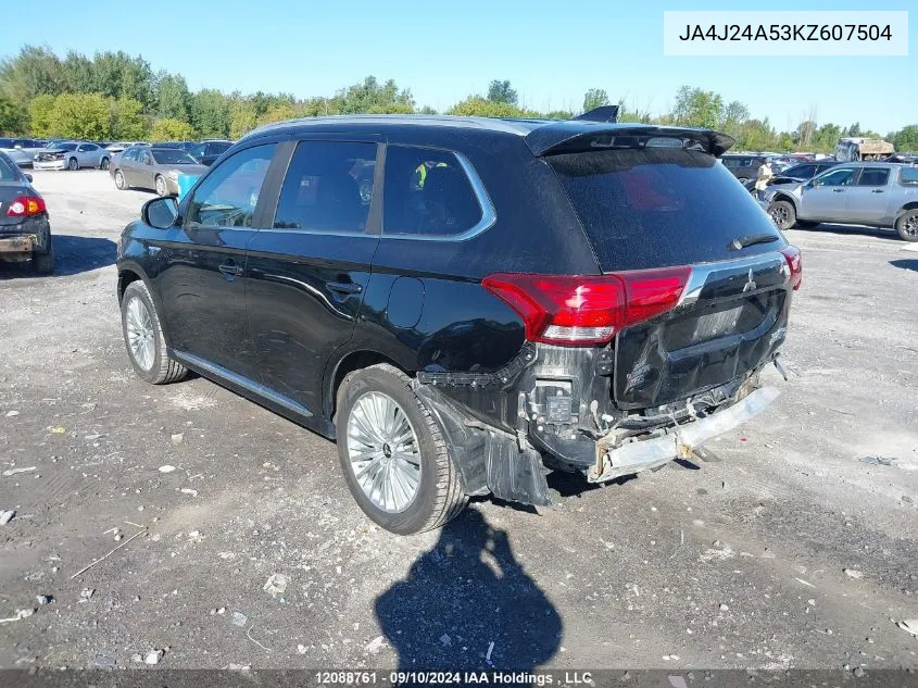 2019 Mitsubishi Outlander Sel/Gt VIN: JA4J24A53KZ607504 Lot: 12088761