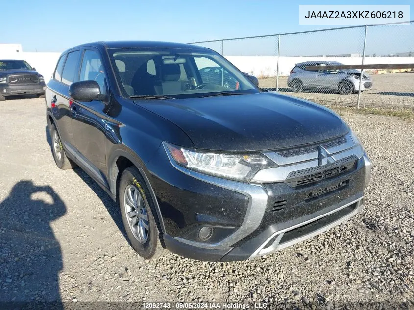 2019 Mitsubishi Outlander Es VIN: JA4AZ2A3XKZ606218 Lot: 12092743