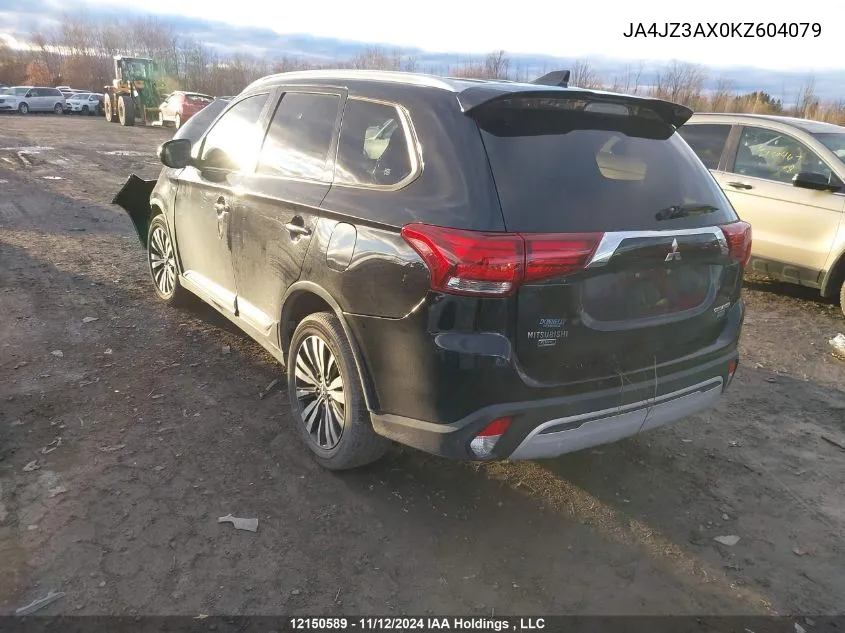 2019 Mitsubishi Outlander VIN: JA4JZ3AX0KZ604079 Lot: 12150589