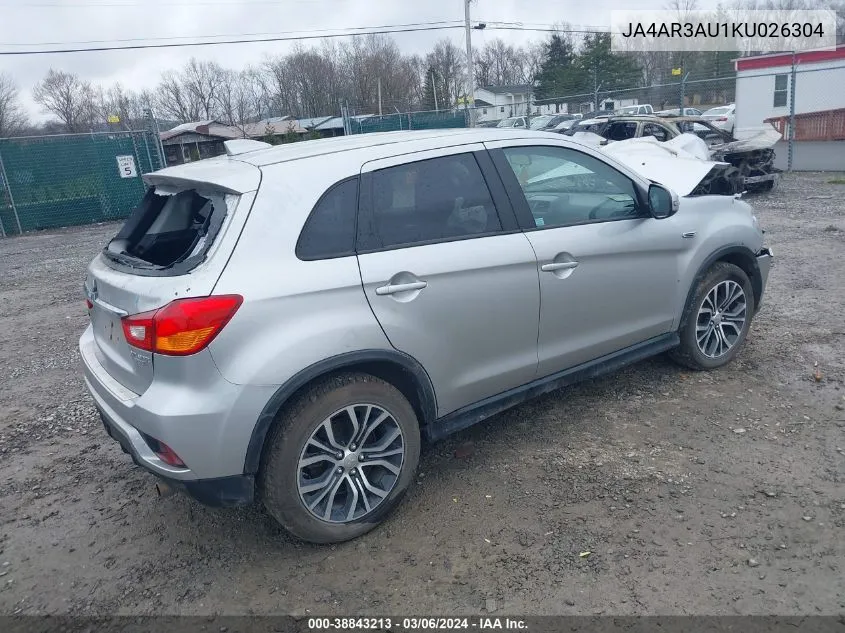 2019 Mitsubishi Outlander Sport 2.0 Es VIN: JA4AR3AU1KU026304 Lot: 38843213