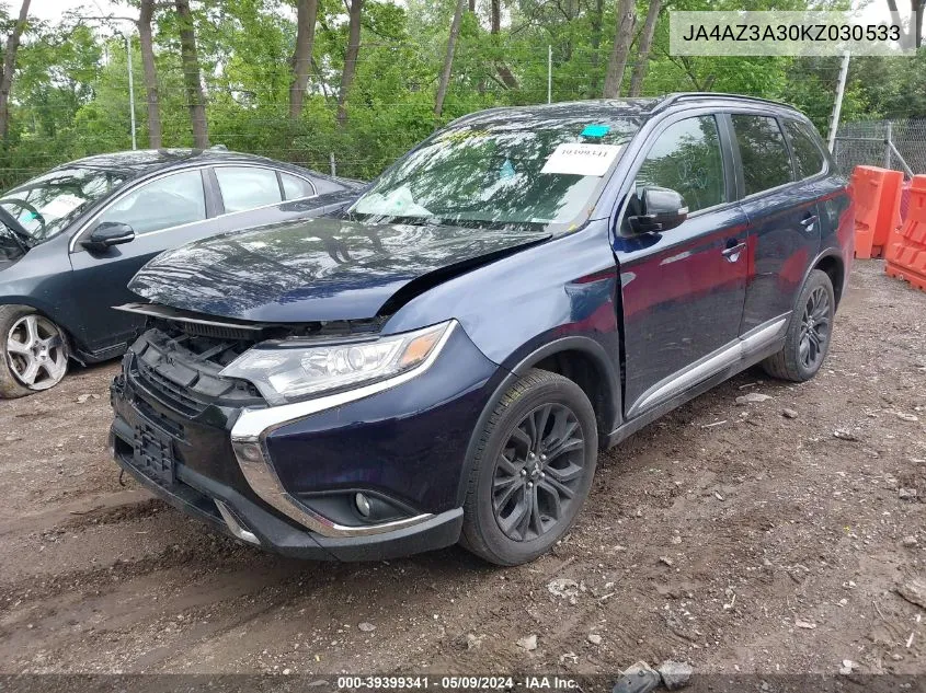 2019 Mitsubishi Outlander Le VIN: JA4AZ3A30KZ030533 Lot: 39399341