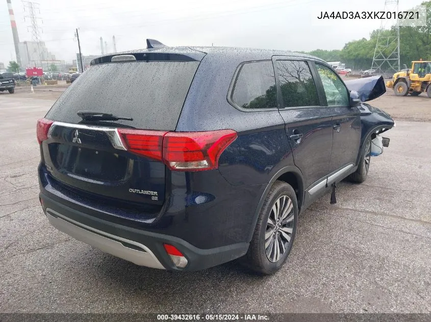 2019 Mitsubishi Outlander Se VIN: JA4AD3A3XKZ016721 Lot: 39432616