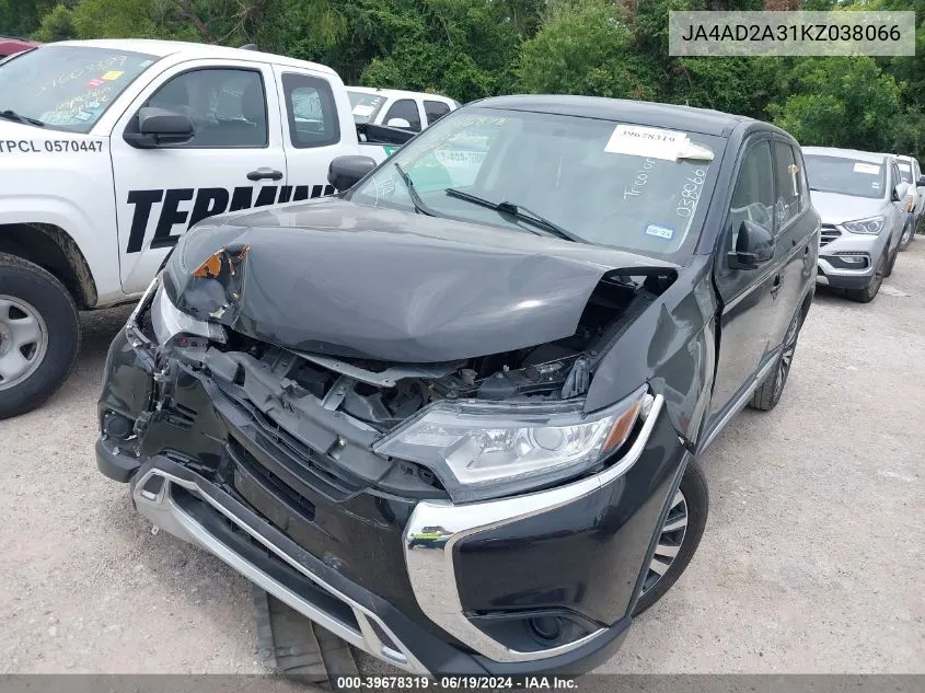 2019 Mitsubishi Outlander Es VIN: JA4AD2A31KZ038066 Lot: 39678319