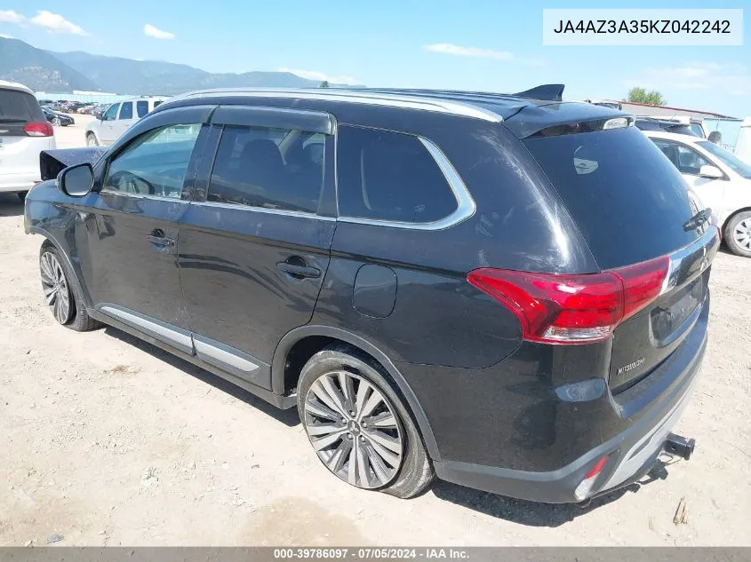 2019 Mitsubishi Outlander Sel VIN: JA4AZ3A35KZ042242 Lot: 39786097