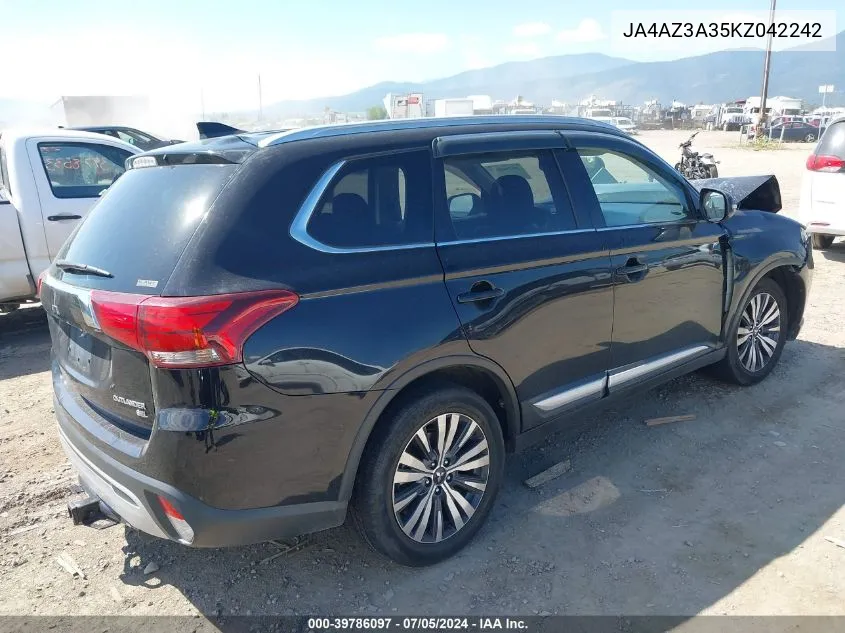 2019 Mitsubishi Outlander Sel VIN: JA4AZ3A35KZ042242 Lot: 39786097