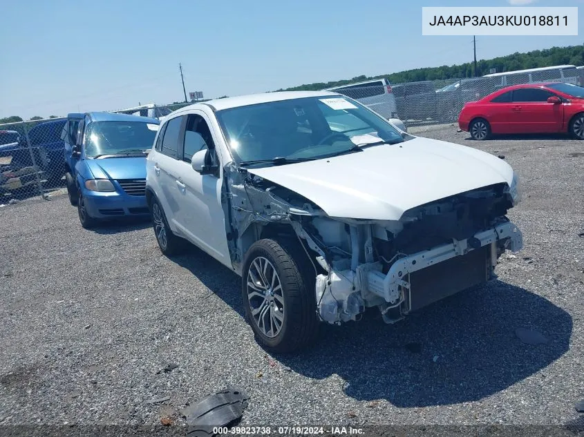 2019 Mitsubishi Outlander Sport 2.0 Es VIN: JA4AP3AU3KU018811 Lot: 39823738