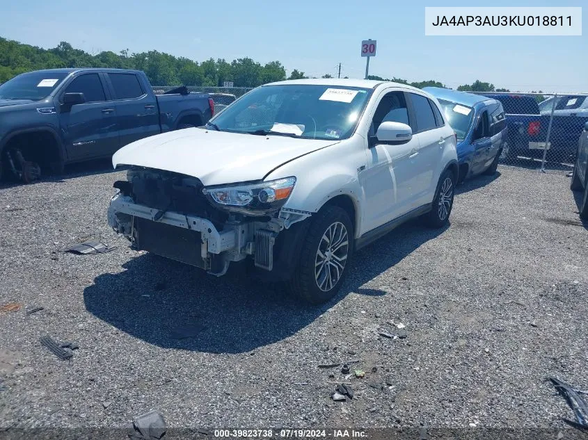 2019 Mitsubishi Outlander Sport 2.0 Es VIN: JA4AP3AU3KU018811 Lot: 39823738