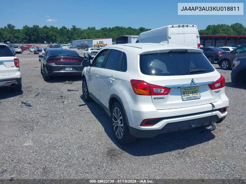 2019 Mitsubishi Outlander Sport 2.0 Es VIN: JA4AP3AU3KU018811 Lot: 39823738