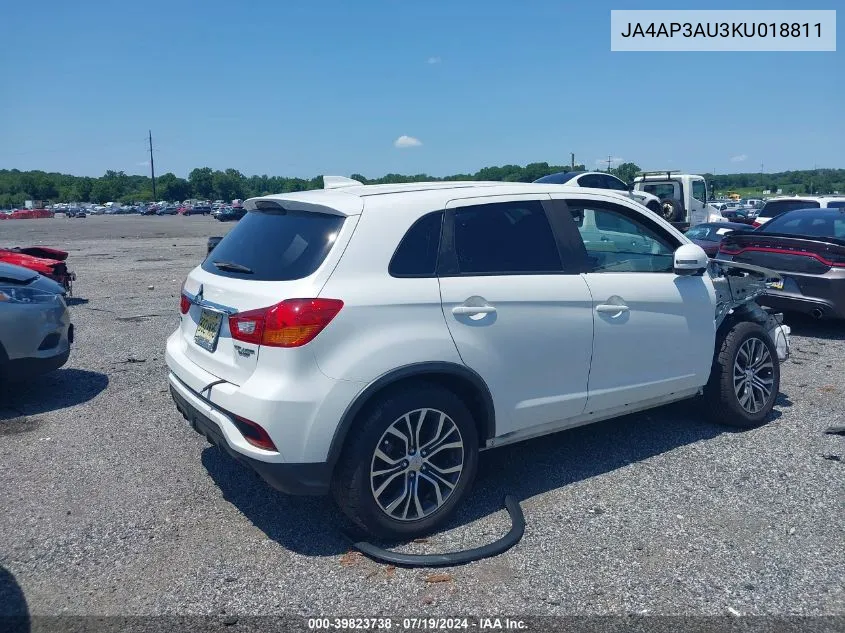 2019 Mitsubishi Outlander Sport 2.0 Es VIN: JA4AP3AU3KU018811 Lot: 39823738