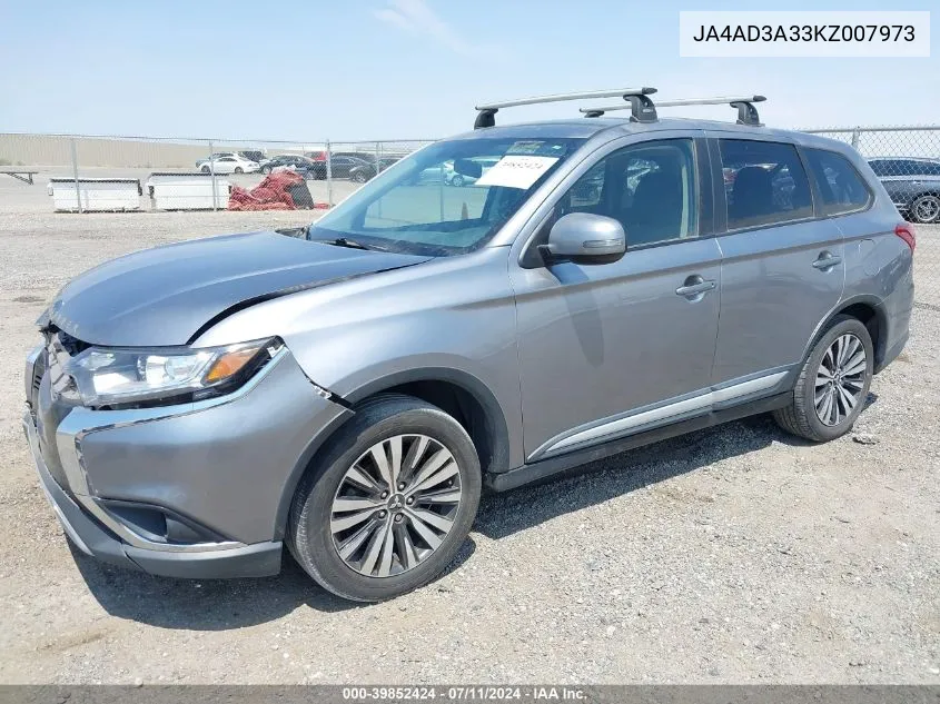 2019 Mitsubishi Outlander Se VIN: JA4AD3A33KZ007973 Lot: 39852424