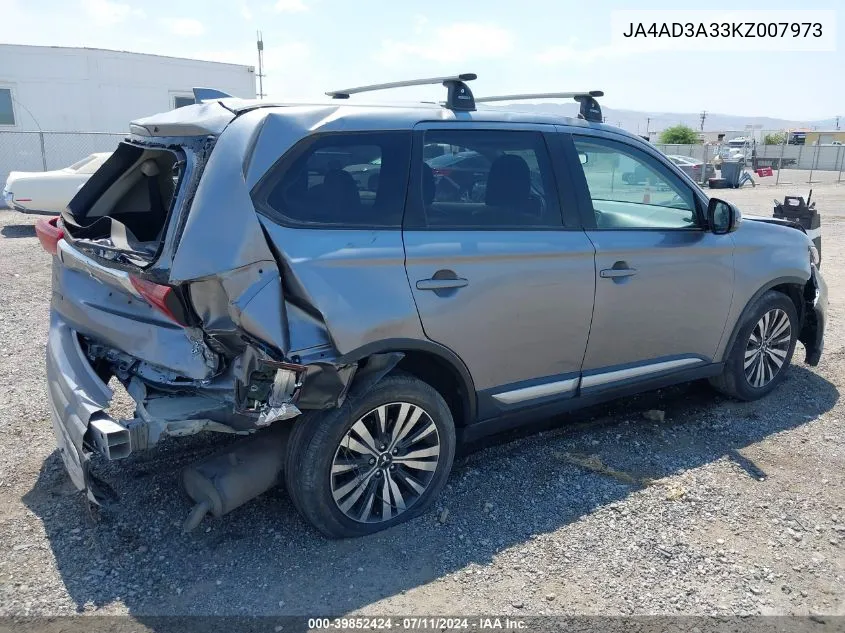 2019 Mitsubishi Outlander Se VIN: JA4AD3A33KZ007973 Lot: 39852424