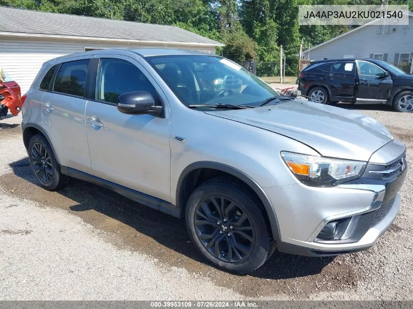 2019 Mitsubishi Outlander Sport 2.0 Le VIN: JA4AP3AU2KU021540 Lot: 39953109