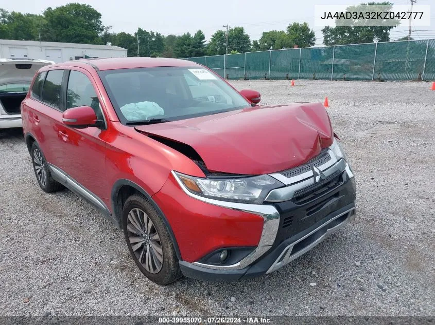 2019 Mitsubishi Outlander Le/Se/Sel VIN: JA4AD3A32KZ042777 Lot: 39955070