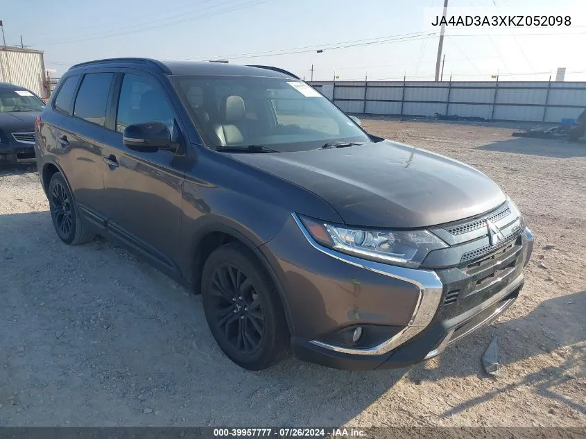 2019 Mitsubishi Outlander Se/Sel/Le VIN: JA4AD3A3XKZ052098 Lot: 39957777